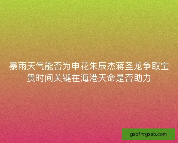 暴雨天气能否为申花朱辰杰蒋圣龙争取宝贵时间关键在海港天命是否助力